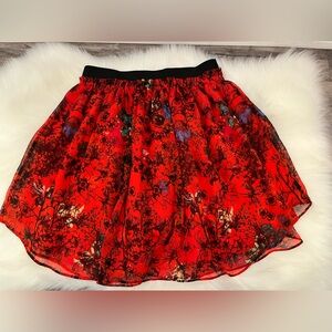 Aritzia | Talula Chiffon Floral Red Mini Skirt, S